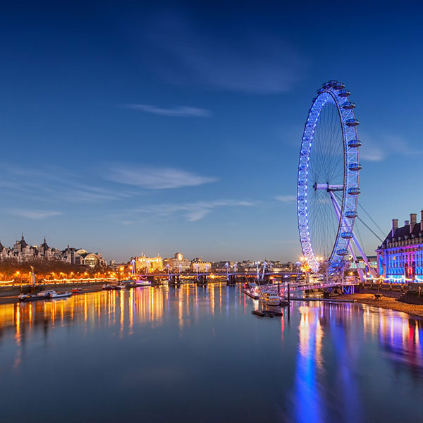View of the London Eye and the Thames in the evening | Cover for a property project in the City of London with NW Assekuranz